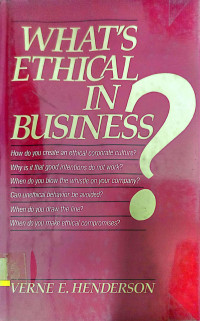 Image of WHAT'S ETHICAL IN BUSINESS?